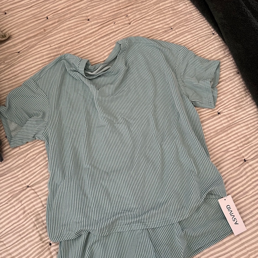 ASVIVID light blue ribbed matching set